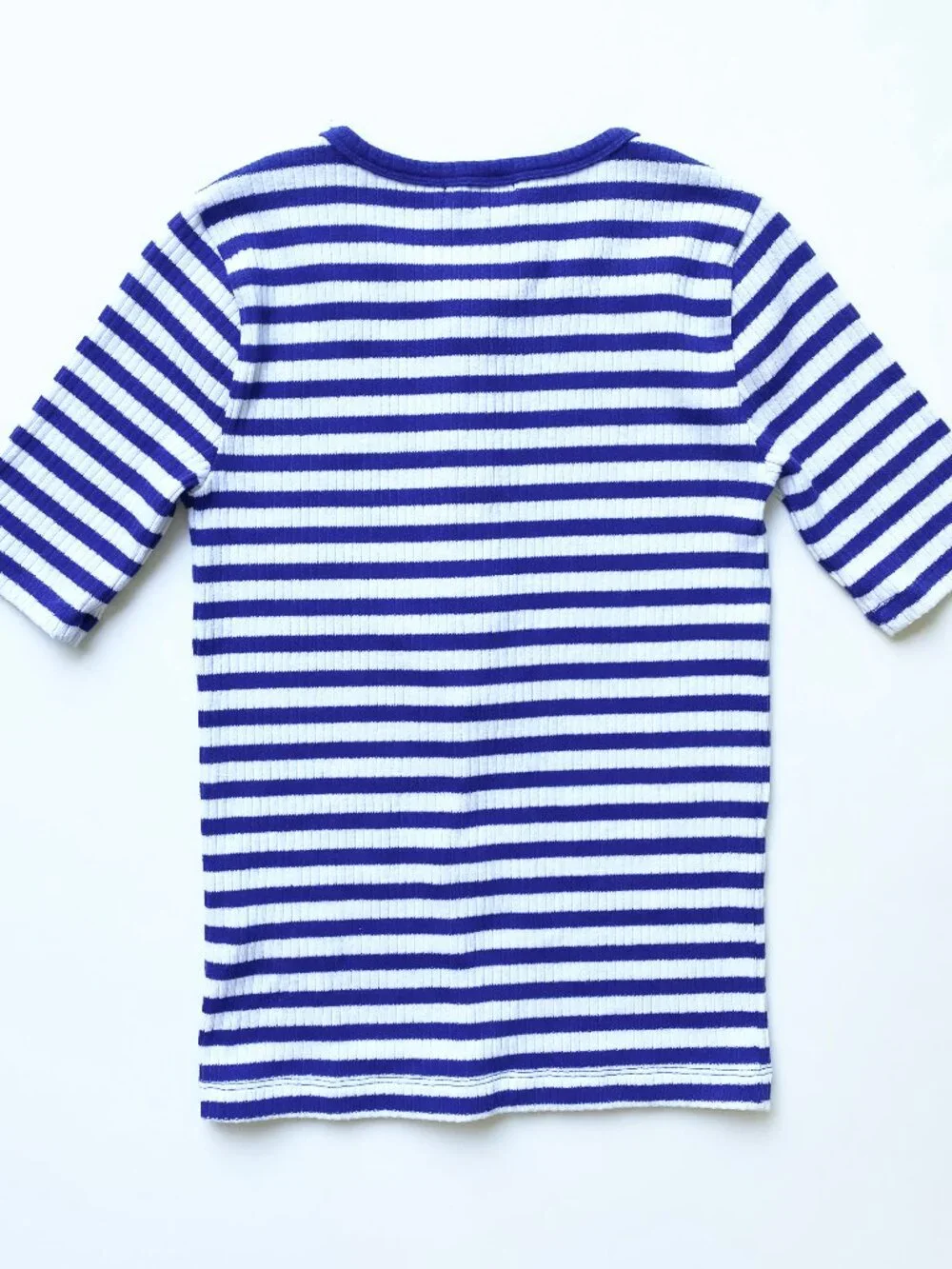 J.Crew Ribbed Elbow Sleeve Henley Blue White Striped XS